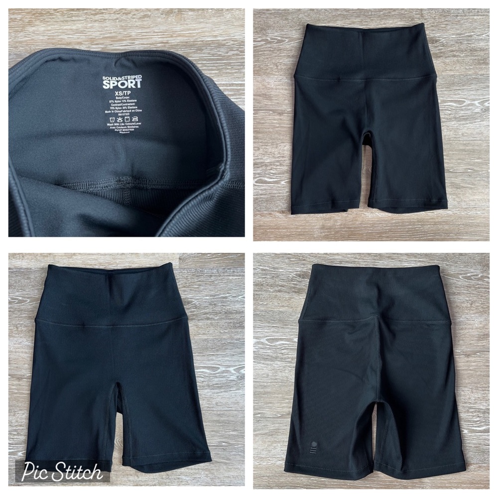 🆕 Solid & Striped Black Ribbed Bike Shorts Size: XS